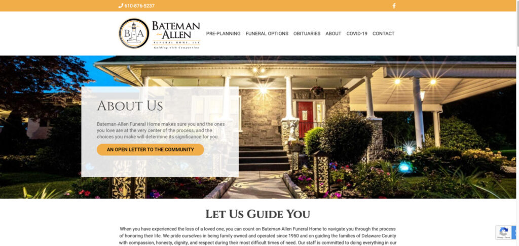 Home page for Bateman-Allen Funeral Home